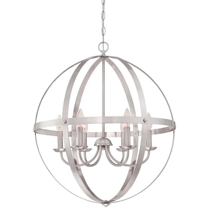Stella Mira Six-Light Indoor Chandelier, Brushed Nickel Finish - Image 2