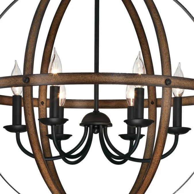 Stella Mira Six-Light Indoor Chandelier, Barnwood and Oil Rubbed Bronze Finish - Image 2