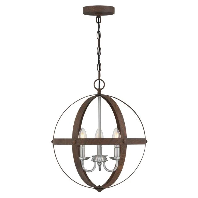 Stella Mira Three-Light Indoor Chandelier, Walnut Finish with Brushed Nickel Accents - Image 6