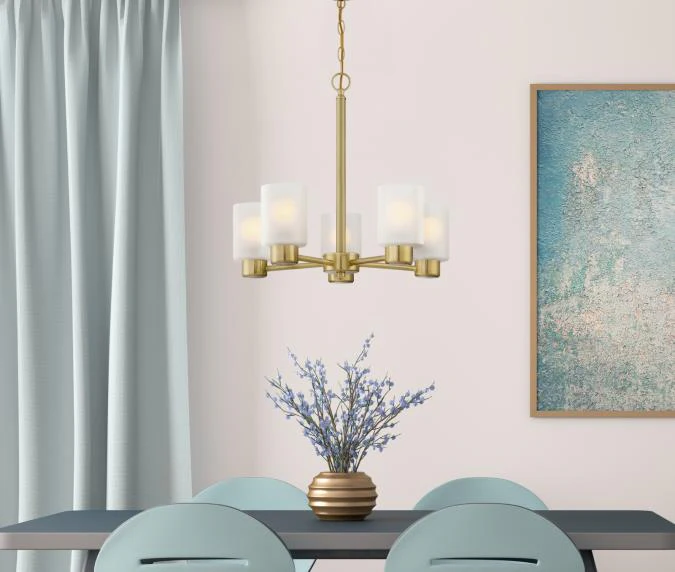 Sylvestre Five-Light Indoor Chandelier, Champagne Brass Finish - Image 4