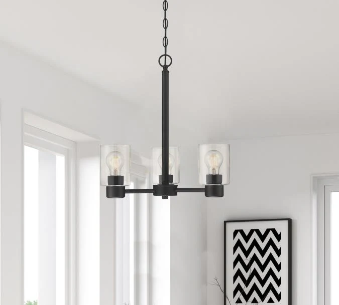 Sylvestre Three-Light Indoor Chandelier, Matte Black Finish - Image 3