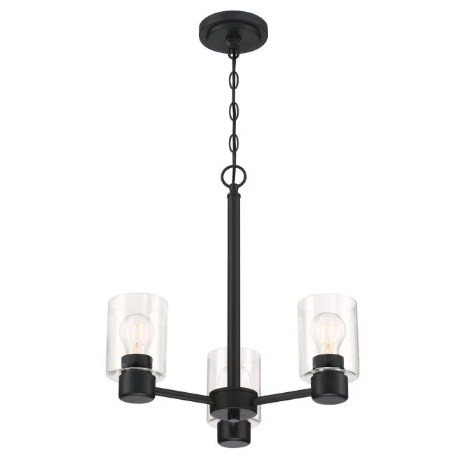 Sylvestre Three-Light Indoor Chandelier, Matte Black Finish - Image 4