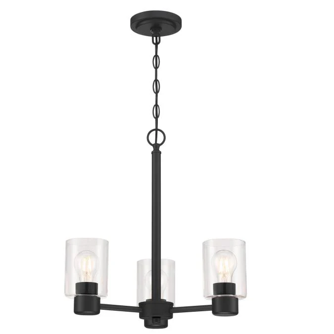 Sylvestre Three-Light Indoor Chandelier, Matte Black Finish - Image 5