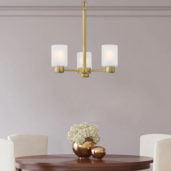 Sylvestre Three-Light Indoor Chandelier, Champagne Brass Finish - Image 3