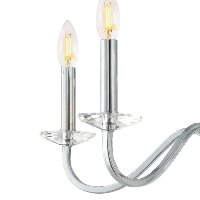 Versailles Five-Light Indoor Chandelier, Chrome Finish with Clear Glass Accents - Image 2