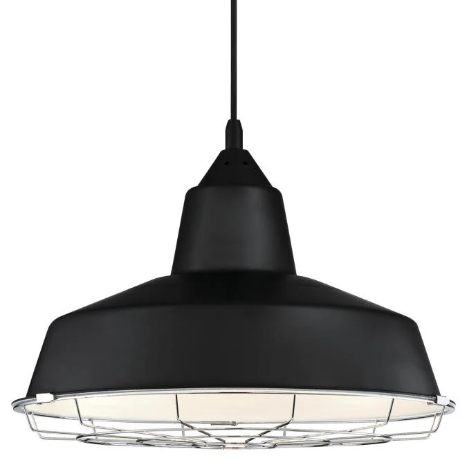 Academy One-Light LED Indoor Pendant with Removable Chrome Cage, Black Finish - Image 6