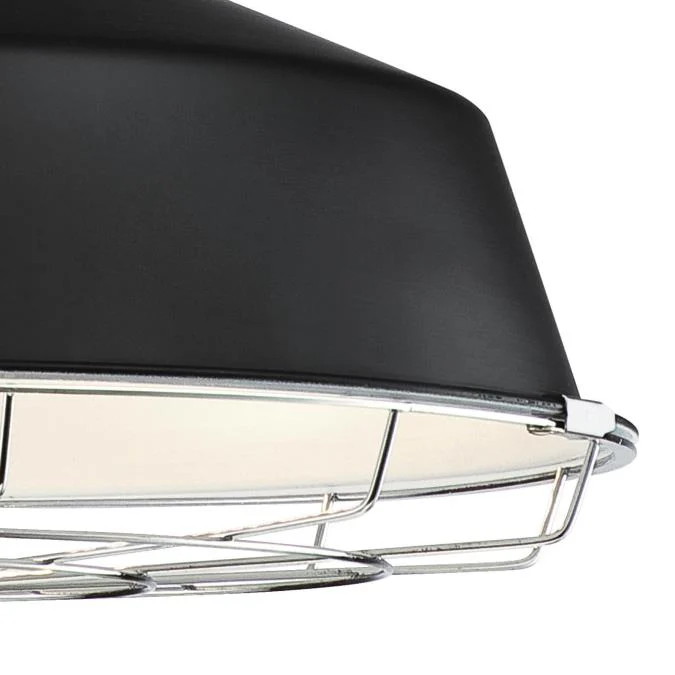 Academy One-Light LED Indoor Pendant with Removable Chrome Cage, Black Finish - Image 7
