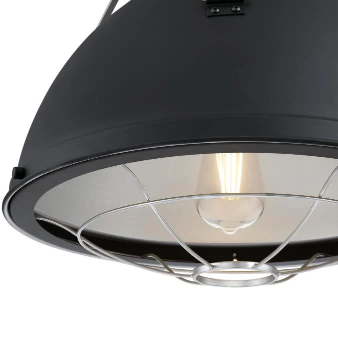 Bartley One-Light Indoor Pendant, Matte Black Finish with Dark Pewter Accents - Image 7