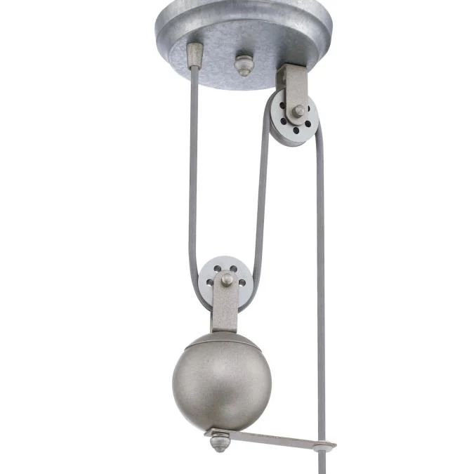 Iron Hill One-Light Indoor Pulley Pendant, Galvanized Steel Finish - Image 8