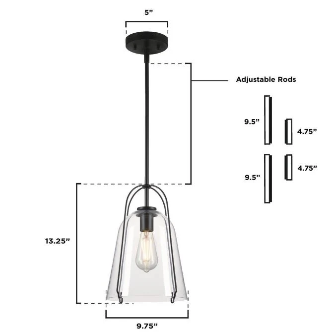 Kewadin One-Light Indoor Pendant, Matte Black Finish - Image 2
