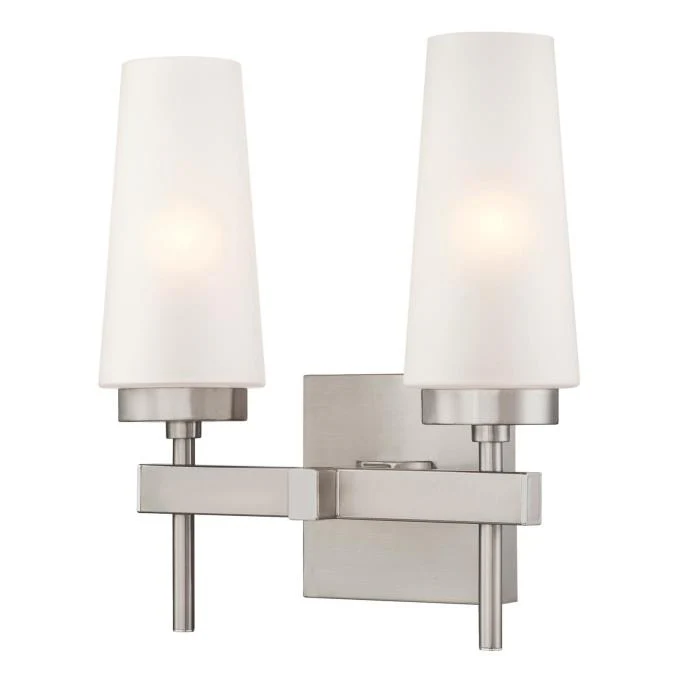 Chaddsford Two-Light Indoor Wall Fixture, Brushed Nickel Finish - Image 3