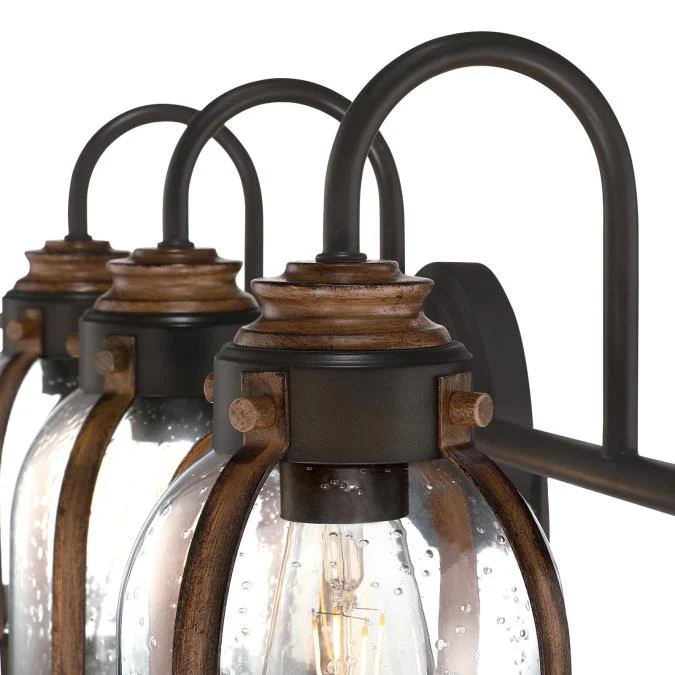 Cindy Three-Light Indoor Wall Fixture, Oil-Rubbed Bronze Finish with Barnwood Accents - Image 5