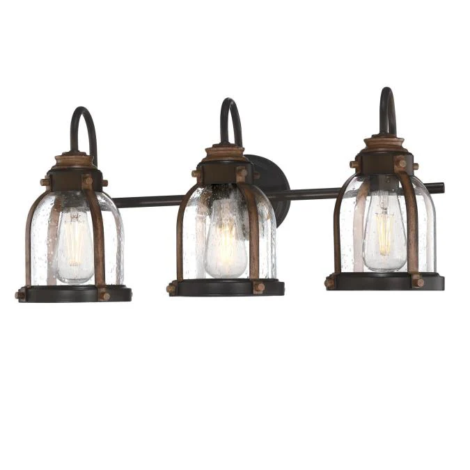 Cindy Three-Light Indoor Wall Fixture, Oil-Rubbed Bronze Finish with Barnwood Accents - Image 6