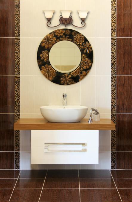 Regal Springs Three-Light Interior Wall Fixture, Ebony Gold Finish with Burnt Scavo Glass - Image 2