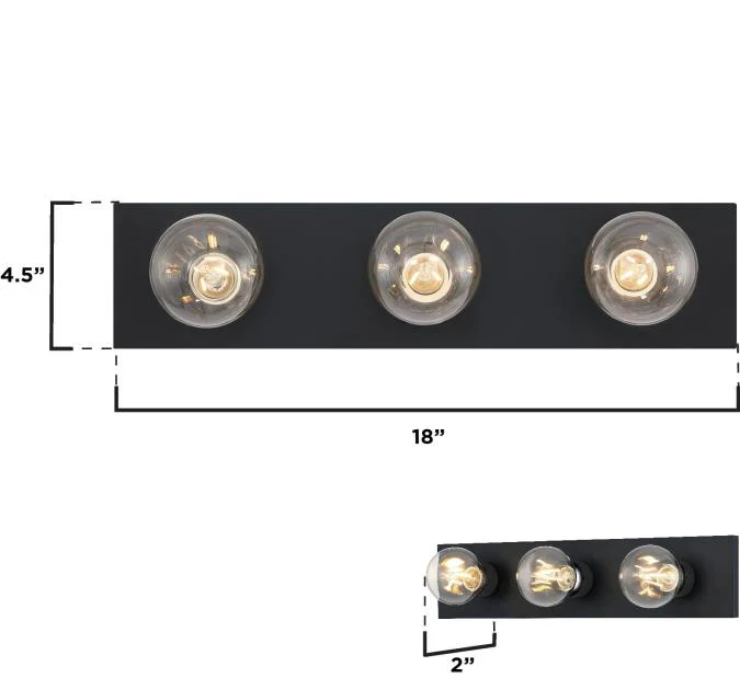 Three-Light Indoor Wall Fixture, Matte Black Finish - Image 2