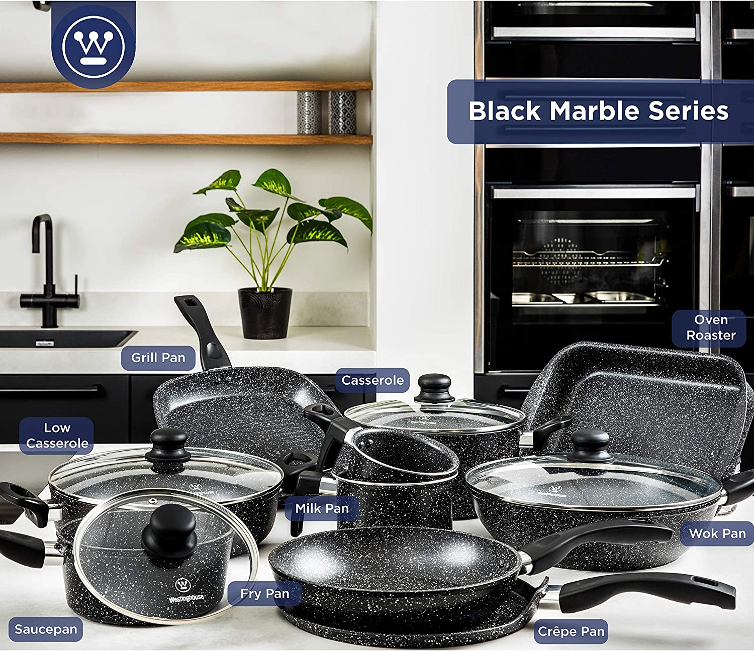 Medium Black Marble Roasting Pan (12") - Image 6