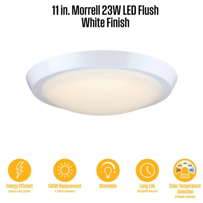 Morrell 11 inch LED Indoor Flush Mount Ceiling Fixture, White - Image 12