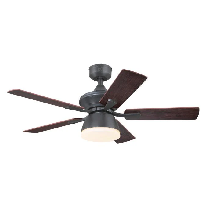 Nevada 42-Inch Indoor/Outdoor Ceiling Fan with Dimmable LED Light Fixture, Iron Finish - Image 3