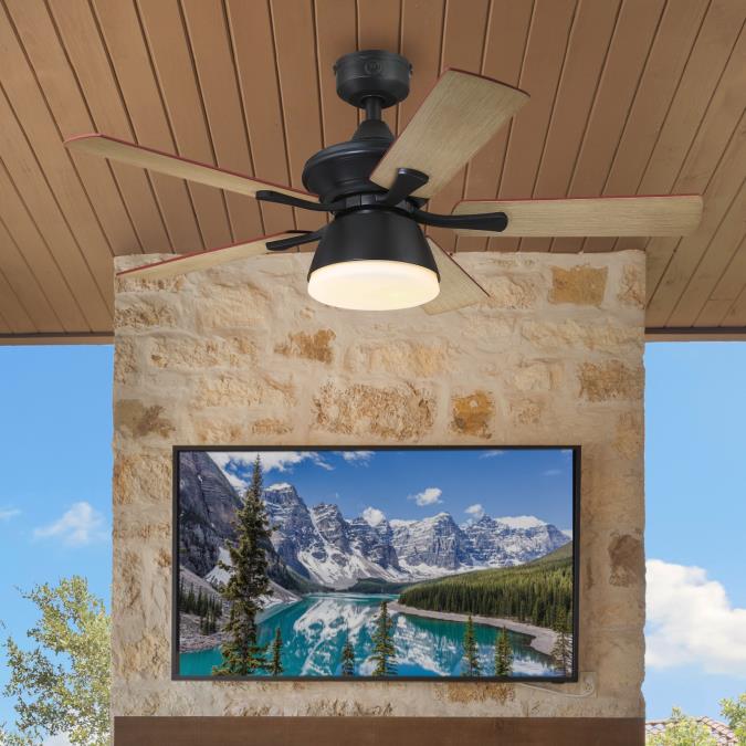 Nevada 42-Inch Indoor/Outdoor Ceiling Fan with Dimmable LED Light Fixture, Iron Finish - Image 5