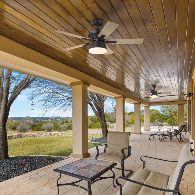 Nevada 42-Inch Indoor/Outdoor Ceiling Fan with Dimmable LED Light Fixture, Iron Finish - Image 6