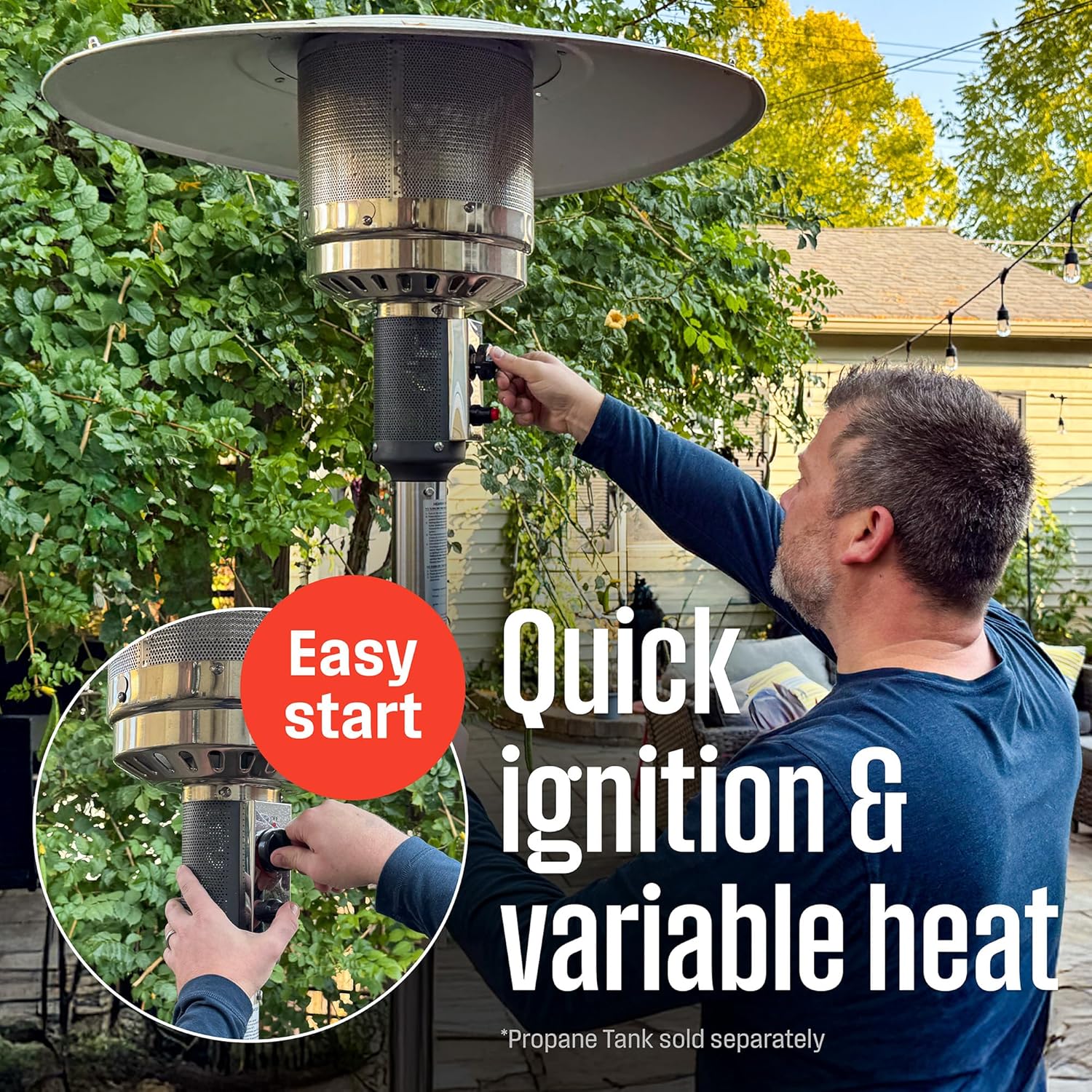 Outdoor Propane Patio Heater with Wheels,  50,000 BTU - Image 3