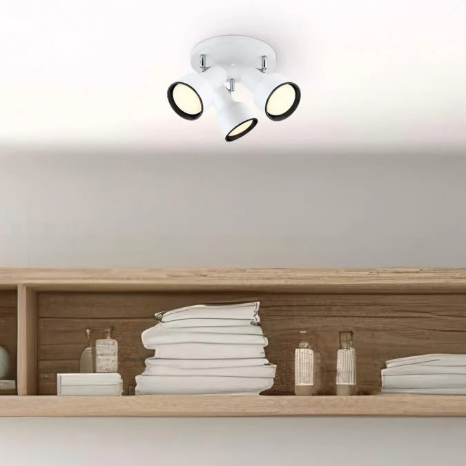 Remick Three-Light Indoor Multi-Directional Flush Mount Ceiling Fixture, Off White Finish - Image 5
