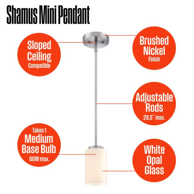 Shamus Brushed Nickel Indoor Mini Pendant - Image 6