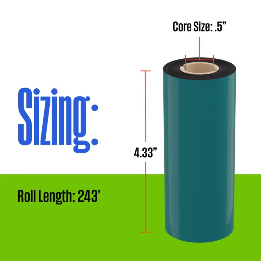Thermal Transfer Ribbon, Black, 1 Roll, 0.5 Inch Core, 4.33" x 243' - Image 4