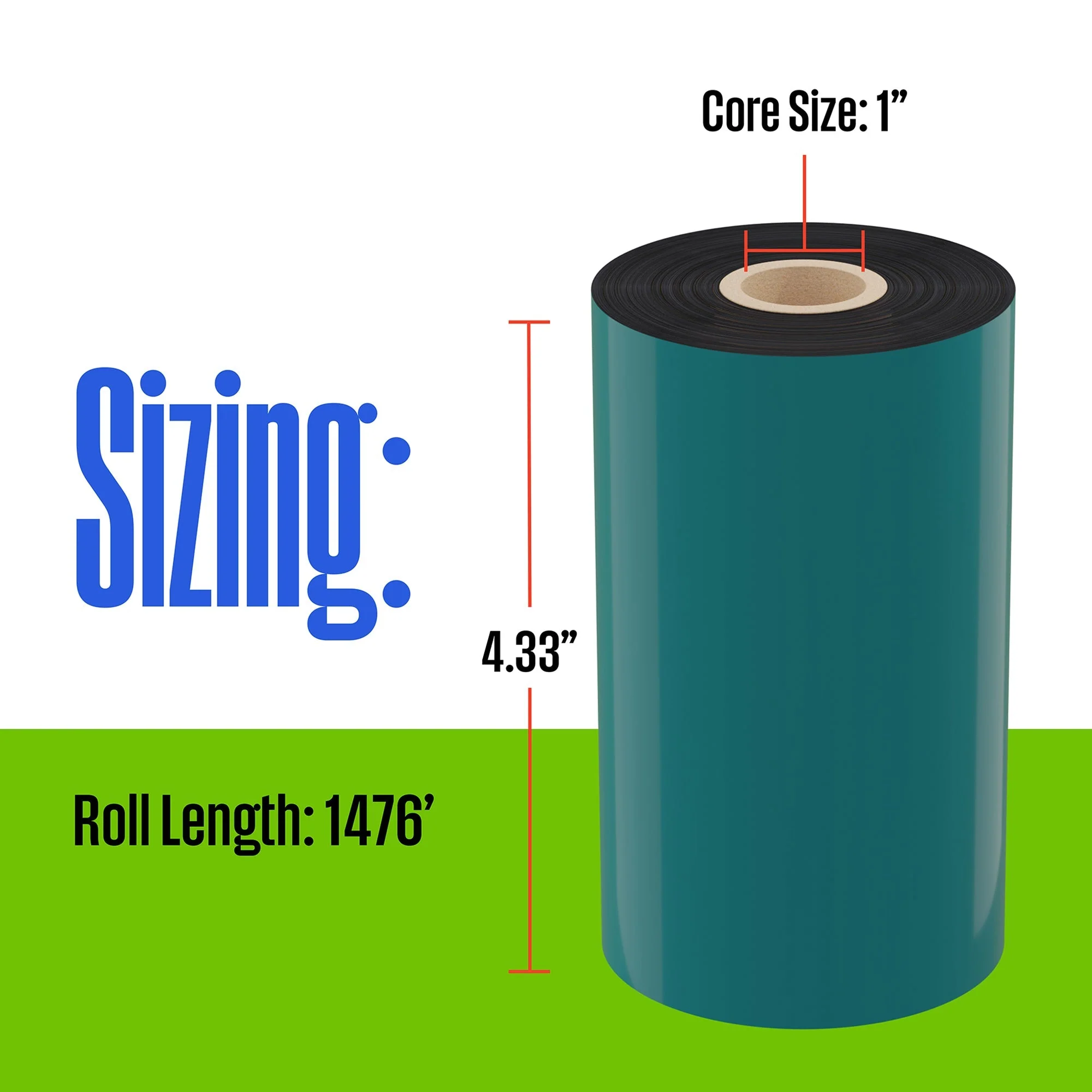 Thermal Transfer Ribbon, Black, 24 Rolls, 1 Inch Core, 4.33" x 1476' - Image 4