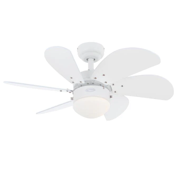 Turbo Swirl 30-Inch Six-Blade Indoor Ceiling Fan, White Finish with Dimmable LED Light Fixture