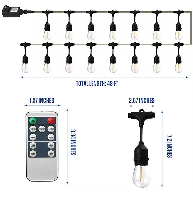 Warm White LED String Light Set with Remote Control - Image 5