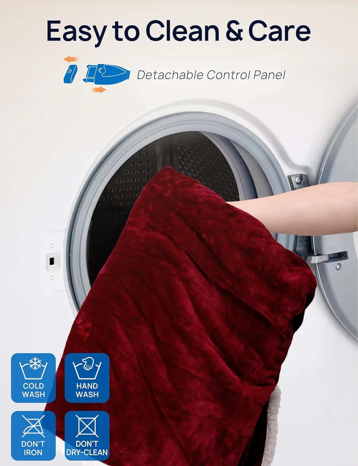 Wearable Heated Throw with Sleeves 70"x50" Christmas Red - Image 6