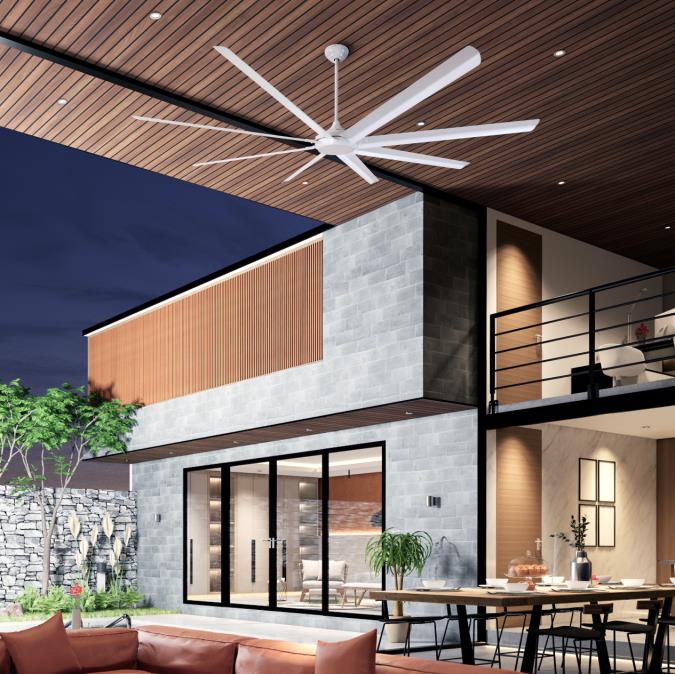 Widespan 100-Inch Eight-Blade Indoor/Outdoor Ceiling Fan, White Finish, DC Motor, Remote Control Included - Image 3